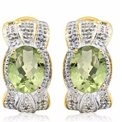 Natural Green Tea Amethyst & Diamond Earrings