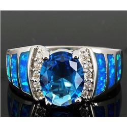 Stunning Fire Opal & Swiss Topaz Ring