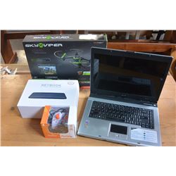 LAPTOP NETBOOK AND RC DRONE AND PENTEX CAMERA IN BAG