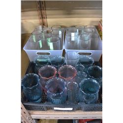 THREE TOTES OF GLASS VASES