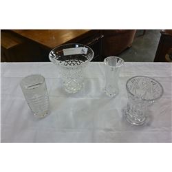 FOUR CRYSTAL VASES