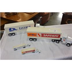 TWO DIE CAST SAFEWAY AND TWO LUCERNE TRUCKS AND TRAILERS