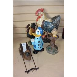 LOT OF WOOD AND PORCELAIN FIGURES