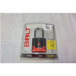 BOLT 2" PADLOCK WORKS W/MOST LATE MODEL BUICK, CADILLAC, CHEVROLET AND GMC KEYS