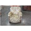 Image 1 : WOOD FRAMED BUTTON BACK ARMCHAIR