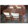 Image 1 : TEAK TABLE WITH LEAF AND FOUR CHAIRS