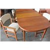 Image 2 : TEAK TABLE WITH LEAF AND FOUR CHAIRS