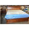Image 1 : MAHOGANY FINISH KINGSIZE SLEIGH BED FRAME WITH STORAGE DRAWERS