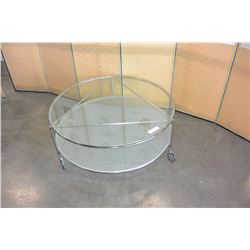 2-TIER ROLLING GLASS COFFEE TABLE