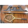Image 1 : CARVED WOOD GALLERY AND ANTIQUE TENNIS RACQUET