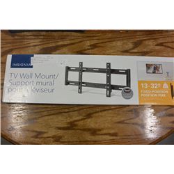 AS NEW 13-32" FIXED POSITION INSIGNIA TV WALL MOUNT, COMPLETE IN BOX