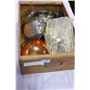 Image 1 : WOOD BOX OF SILVER PLATE SERVING PIECES