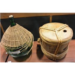 ROPE BOUND BARRELL AND WINE CARBOY