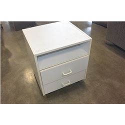 2-DRAWER WHITE ROLLING ENDTABLE