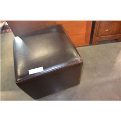 BROWN VINYL OTTOMAN