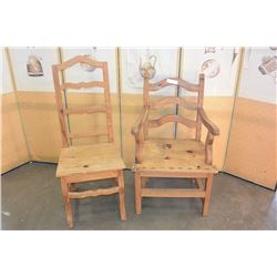 PINE ARMCHAIR AND SIDE CHAIR