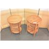 Image 1 : PAIR OF 3-TIER ROUND PINE ENDTABLES