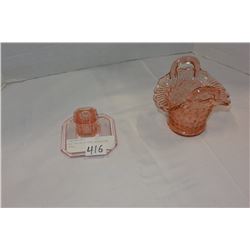 TWO PIECES OF PINK DEPRESSION GLASS