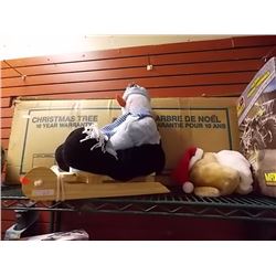 SNOW MAN ON STAND, CHRISTAMS TREE, TEDDY AND MORE