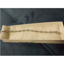 BRACELET - 3.6TCW MARGUISE FACETED BLUE TOPAZ & DIAOMND IN STERLING SILVER SETTING - INCLUDES CERTIF