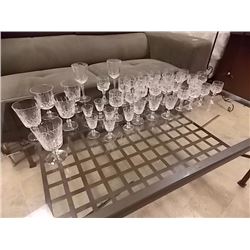 SHELF LOT OF CRYSTAL GLASSES - ~42PC