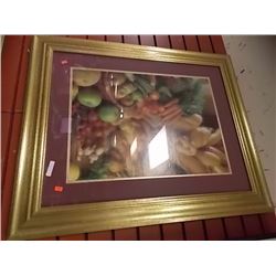 LARGE GOLD FRAMED PICTURE - STILL LIFE - FRUIT