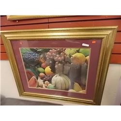LARGE GOLD FRAMED PICTURE - STILL LIFE - FRUIT