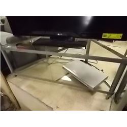 GLASS & METAL TV STAND ON CASTERS