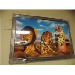 FRAMED PRINT ON BOARD "WILD CATS