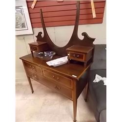 MAHOGANY ART NEUVEAU DRESSER WITH SATIN RIBBON EDGING - NEEDS MIRROR