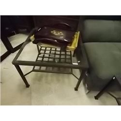 GLASS TOP METAL END TABLE - WITH LOWER SHELF