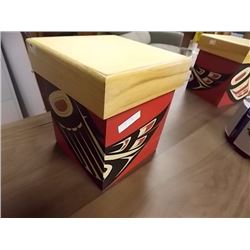 LIDDED WOOD BOX - FIRST NATIONS MOTIF