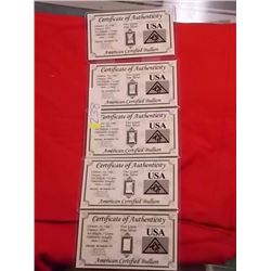INVESTOR BULLION - .9999 FINE SILVER - 5 GRAIN WITH ASSAY CARD - AMERICAN CERTIFIED BULLION - 5 PER 