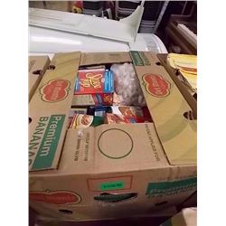 LARGE BANANA BOX OF ASSORTED FOOD ITEMS