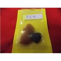 ASSORTED HEART PENDANTS - JASPER GEMSTONE - 3 TTL