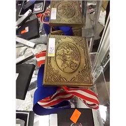 VINTAGE BOX  (BRASS & WOOD ) & CONTENTS AND MORE