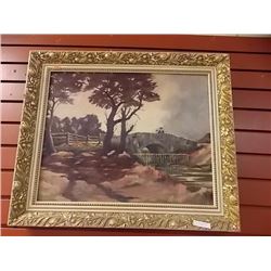 VINTAGE GUILDED FRAMED OIL ON BOARD