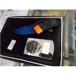 NEW FOLDING KNIFE (3" BLADE)  WITH LIGHTER