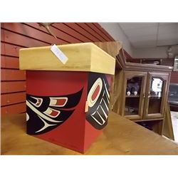 LIDDED WOOD BOX - FIRST NATIONS MOTIF