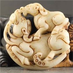Old China Jade hand-carved Dragon Pendant