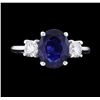 Image 1 : 14KT White Gold 2.47ct Blue Sapphire and Diamond Ring