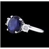 Image 2 : 14KT White Gold 2.47ct Blue Sapphire and Diamond Ring