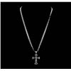 Image 2 : 14 and 18KT White Gold 0.32ctw Diamond Cross Pendant with Chain