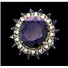 Image 1 : 14KT White Gold 20.84ctw Sapphire and Diamond Ring