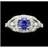 Image 1 : 14KT White Gold 1.19ct Tanzanite and Diamond Ring