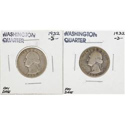 Lot of (2) 1932-D and 1932-S Washington Quarter Coins