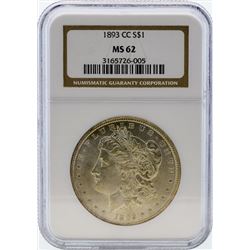 1893-CC $1 Morgan Silver Dollar Coin NGC MS62