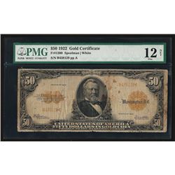 1922 $50 Large Size Gold Certificate PMG F12 Net