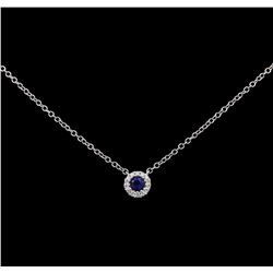 14KT White Gold 0.10ct Sapphire and Diamond Pendant with Chain