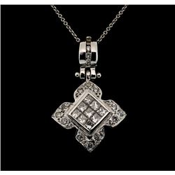 14KT White Gold 1.00ctw Diamond Pendant with Chain